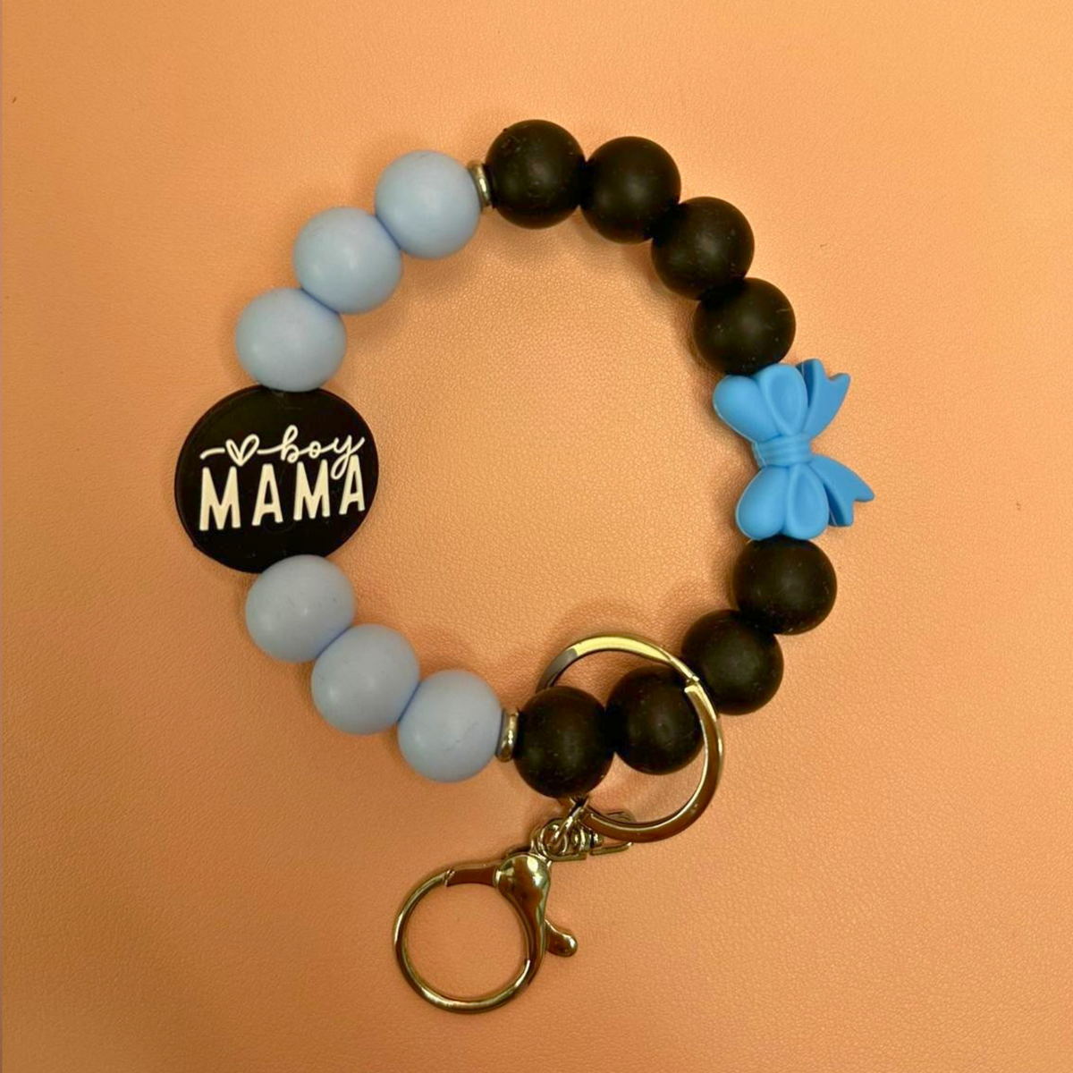 Portachiavi da polso con perline in silicone - BOY MAMA, GIRL MAMA