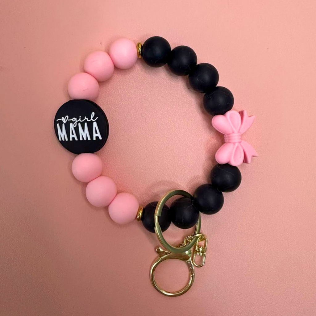 Portachiavi da polso con perline in silicone - BOY MAMA, GIRL MAMA
