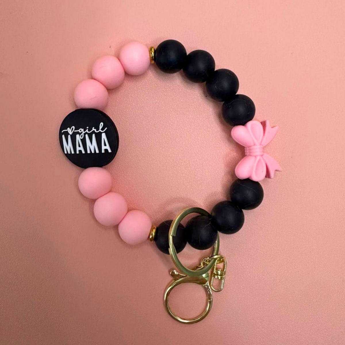Portachiavi da polso con perline in silicone - BOY MAMA, GIRL MAMA