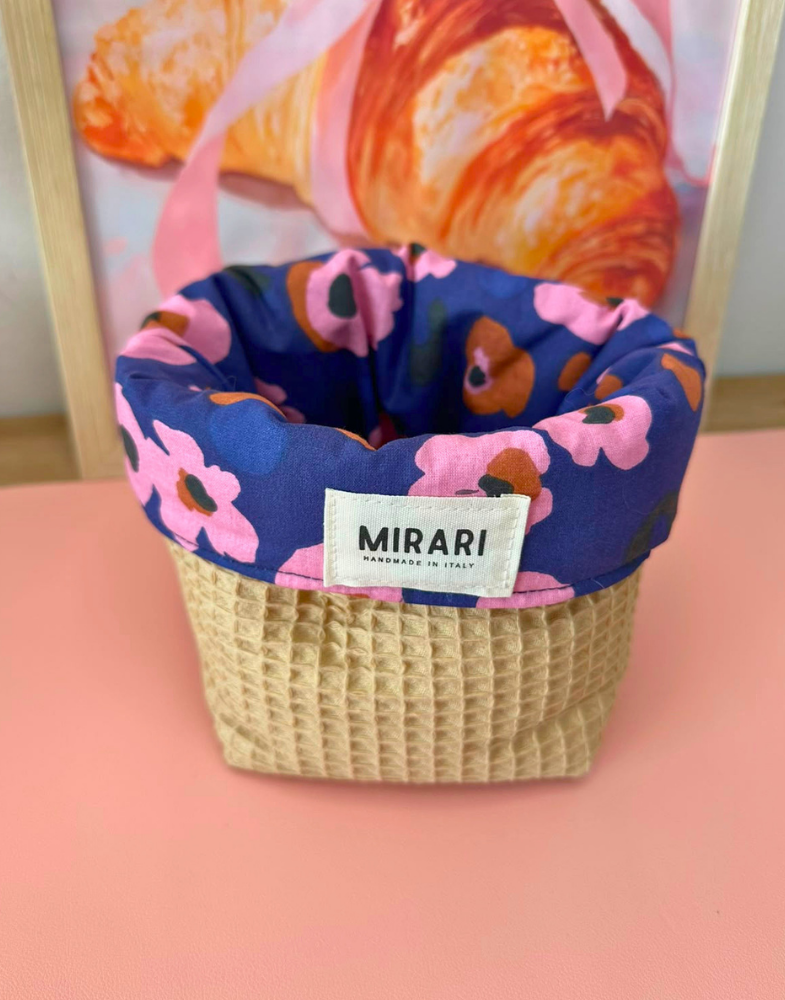 Cestino portaoggtti S - Midnight Bloom, Waffle Beige - PRONTA CONSEGNA