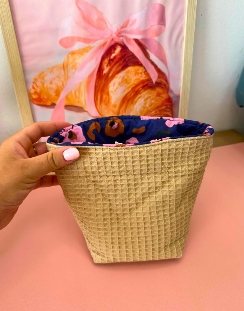Cestino portaoggtti S - Midnight Bloom, Waffle Beige - PRONTA CONSEGNA