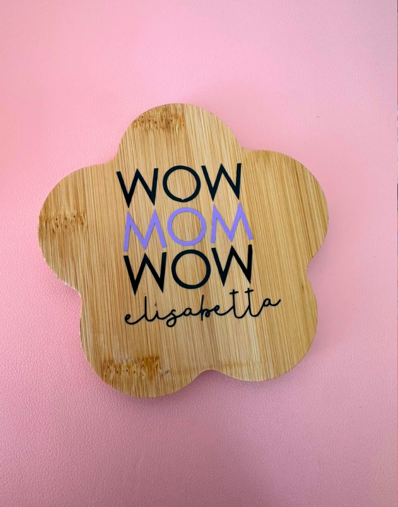 Specchietto Fiore in bambù personalizzato