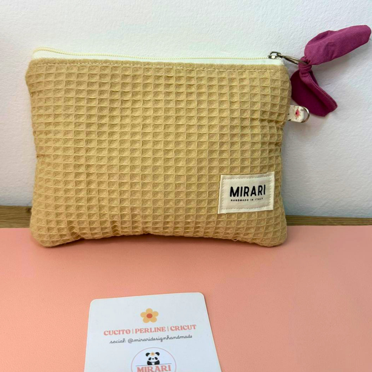 Pochette Waffle - Beige, Rose - PRONTA CONSEGNA