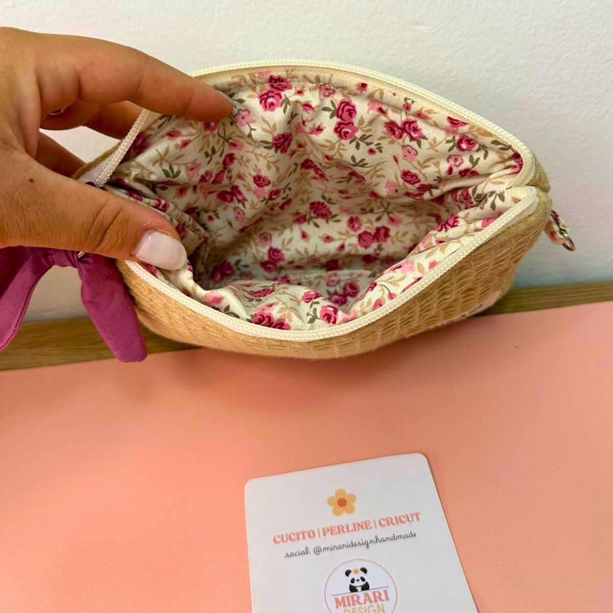 Pochette Waffle - Beige, Rose - PRONTA CONSEGNA