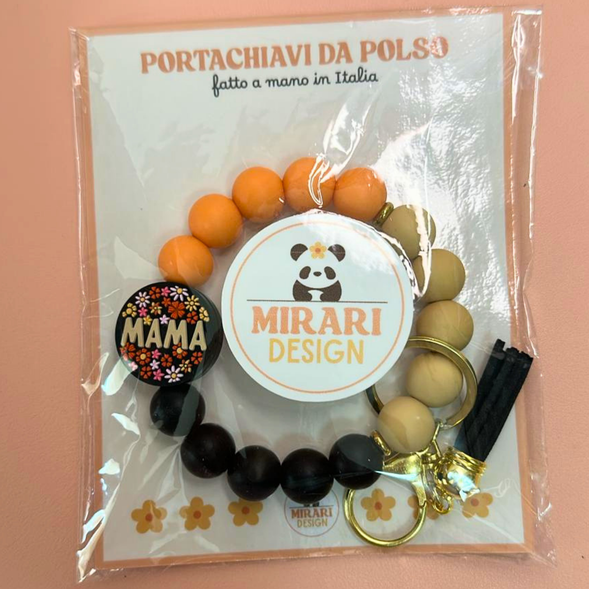 Portachiavi da polso con perline in silicone - MAMA