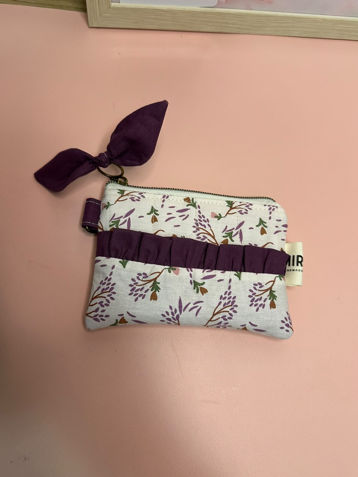 Portamonete - Fiori rosa, Melanzana - PRONTA CONSEGNA