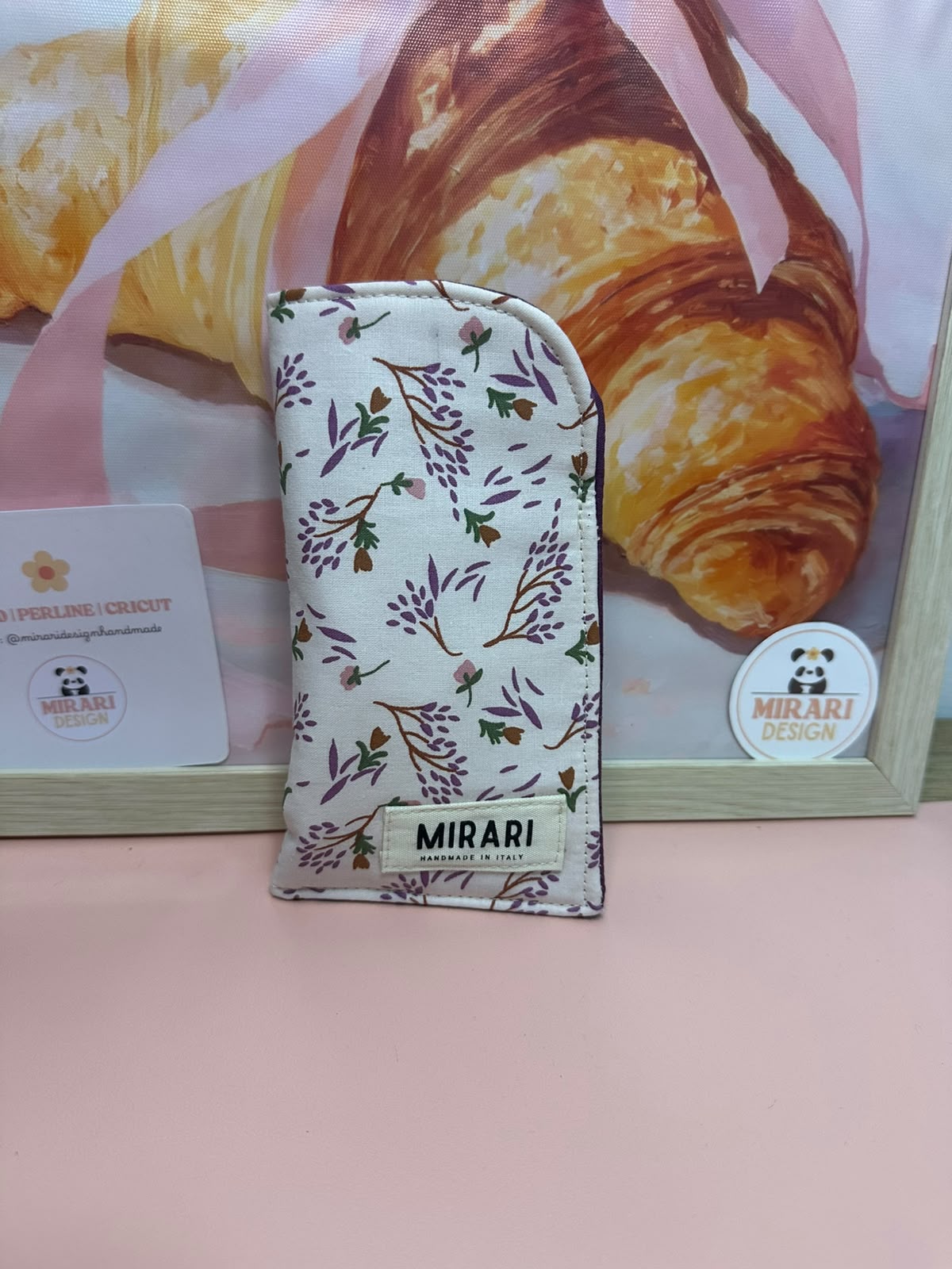 Custodia occhiali - Fiori rosa, Melanzana - PRONTA CONSEGNA