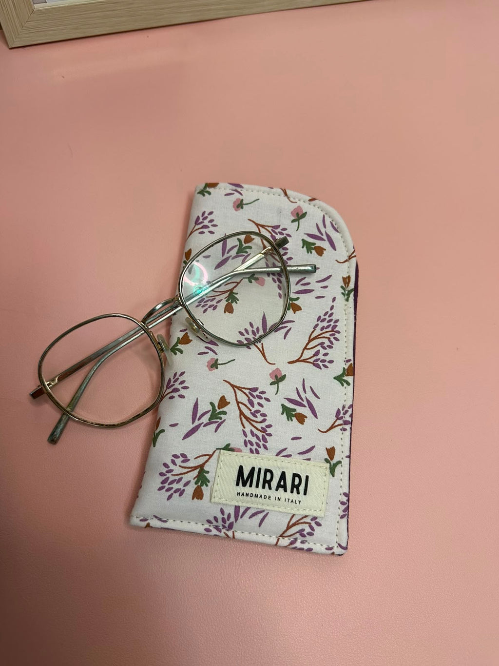 Custodia occhiali - Fiori rosa, Melanzana - PRONTA CONSEGNA