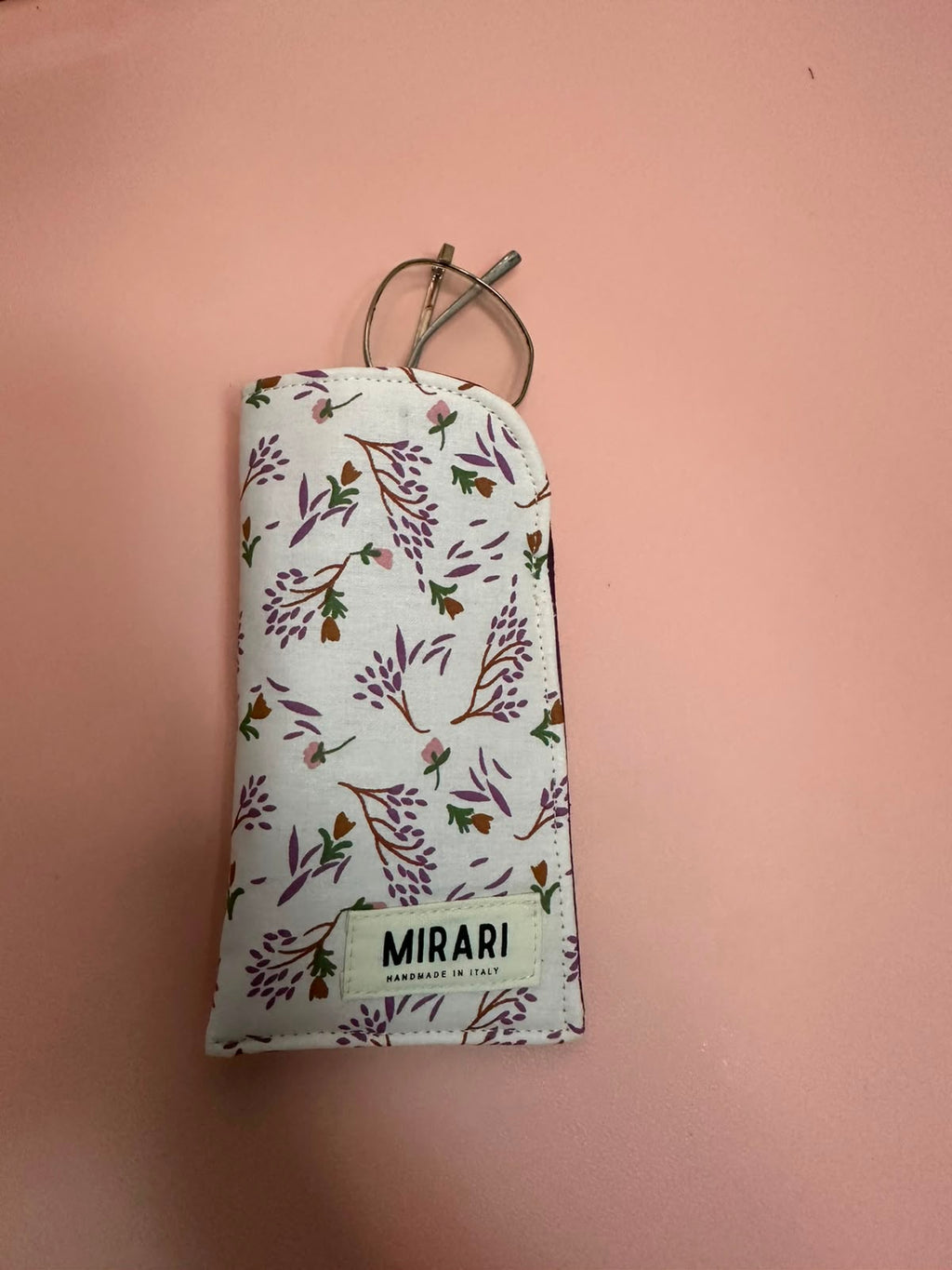 Custodia occhiali - Fiori rosa, Melanzana - PRONTA CONSEGNA