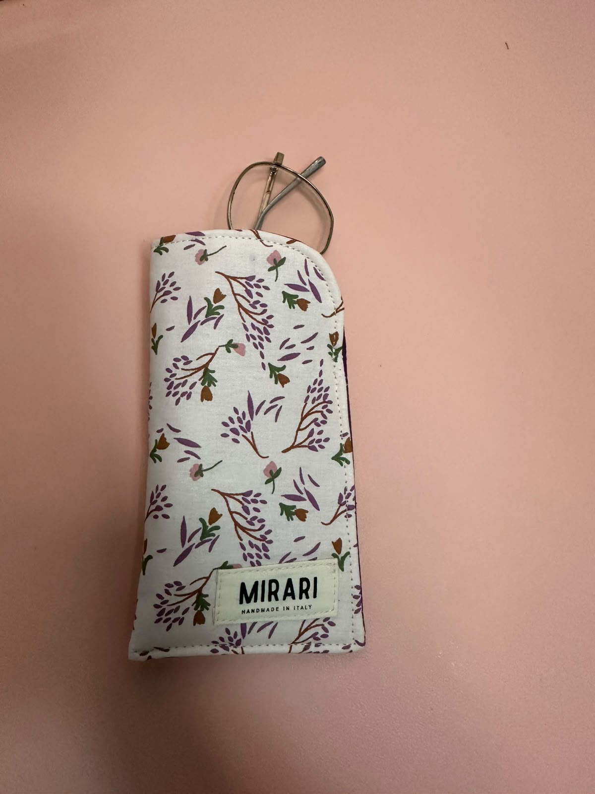 Custodia occhiali - Fiori rosa, Melanzana - PRONTA CONSEGNA