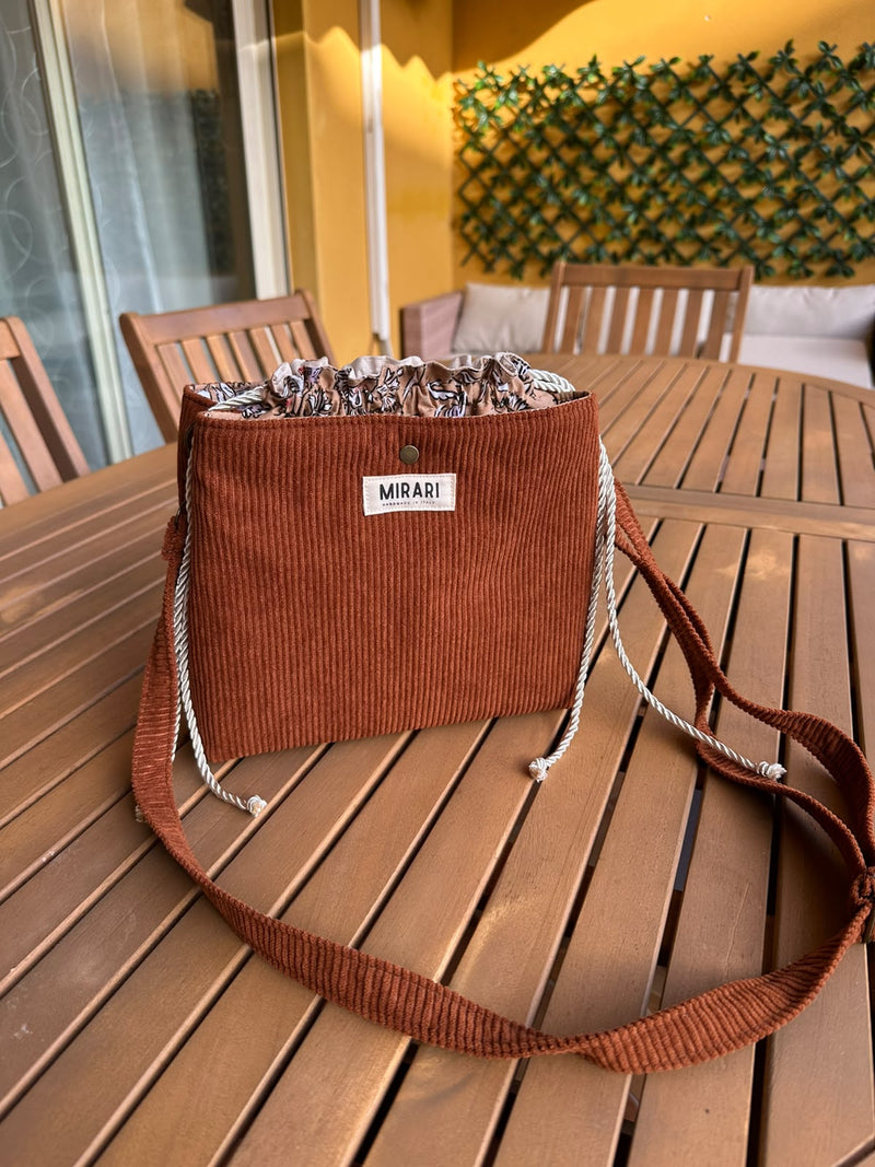 Borsa "Artemide" - Velluto a coste Cioccolato