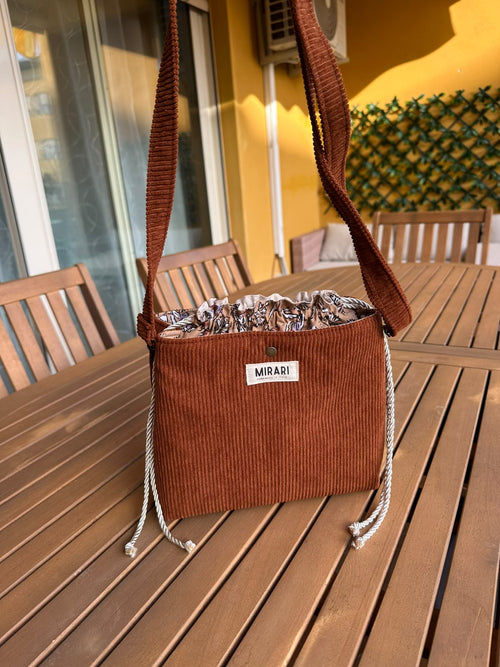 Borsa "Artemide" - Velluto a coste Cioccolato