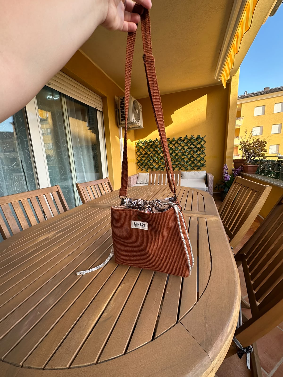 Borsa "Artemide" - Velluto a coste Cioccolato