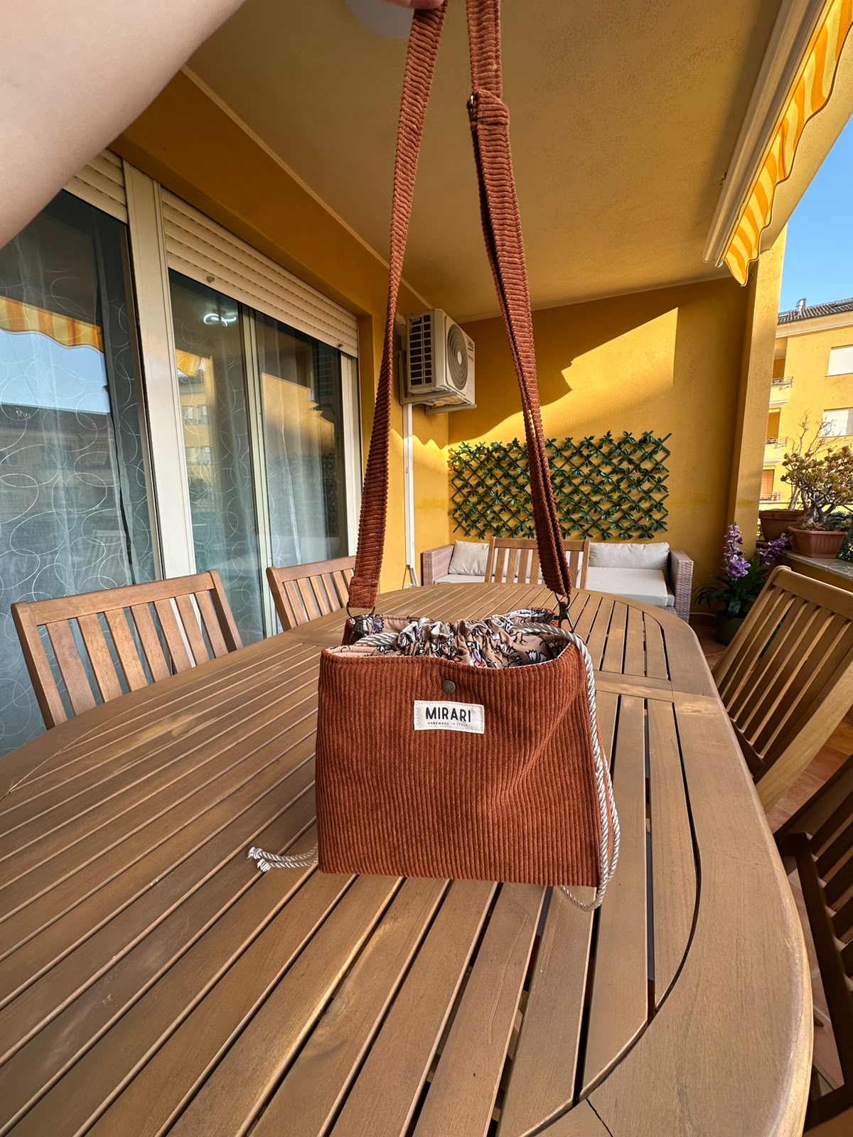 Borsa "Artemide" - Velluto a coste Cioccolato