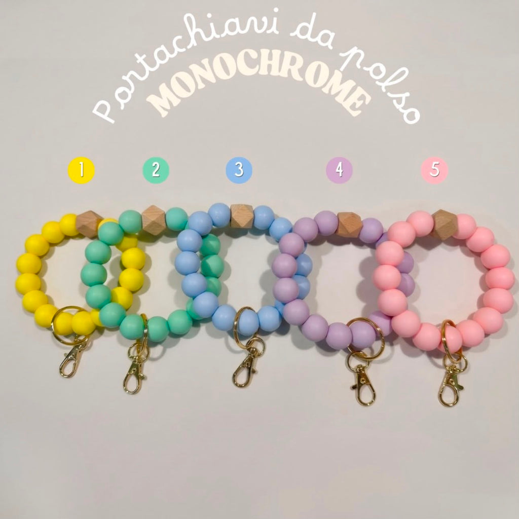 Portachiavi da polso con perline in silicone - Monochrome - 25 colori