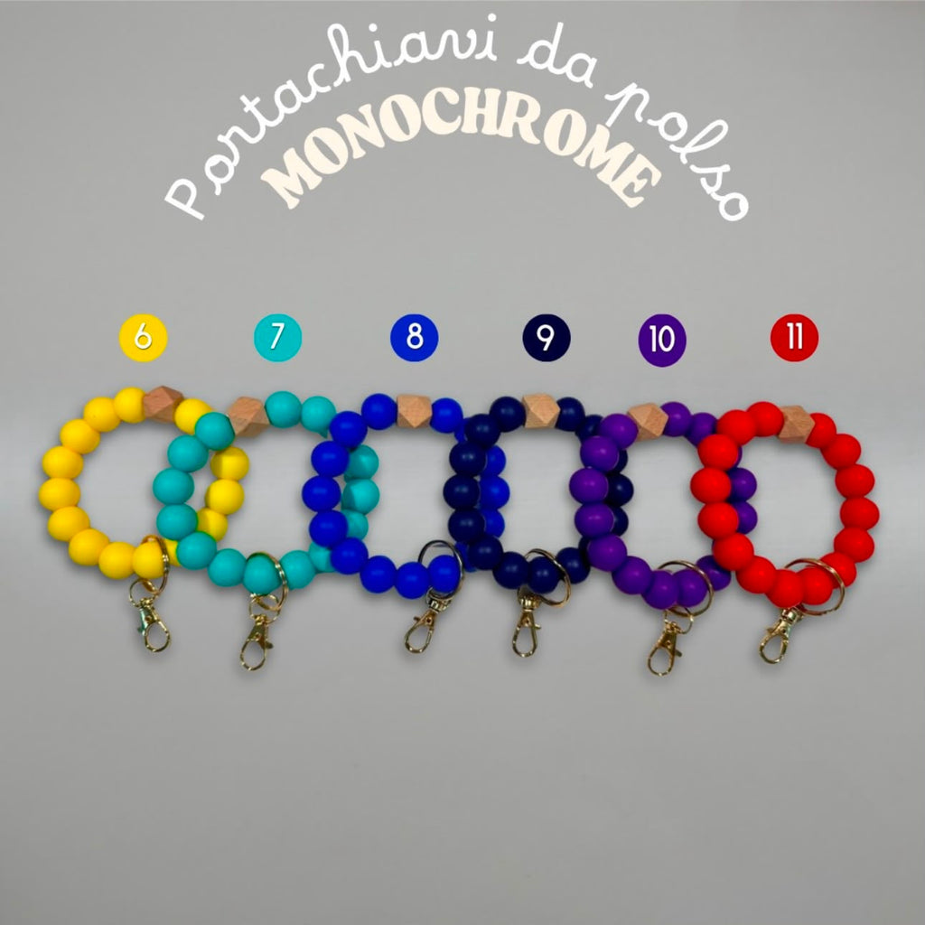 Portachiavi da polso con perline in silicone - Monochrome - 25 colori