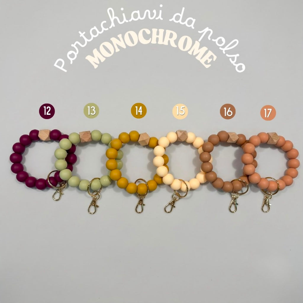 Portachiavi da polso con perline in silicone - Monochrome - 25 colori