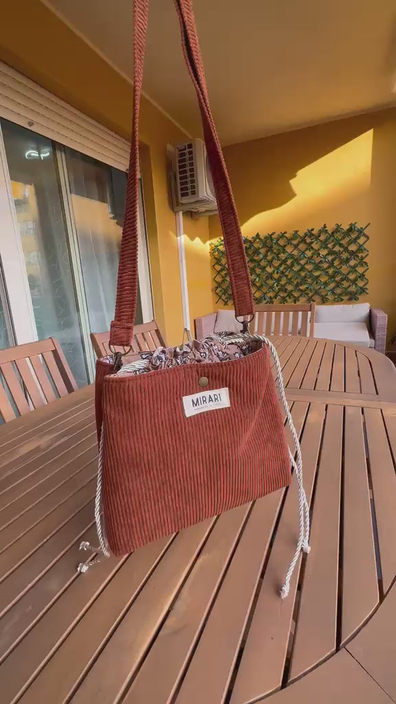 Borsa "Artemide" - Velluto a coste Cioccolato
